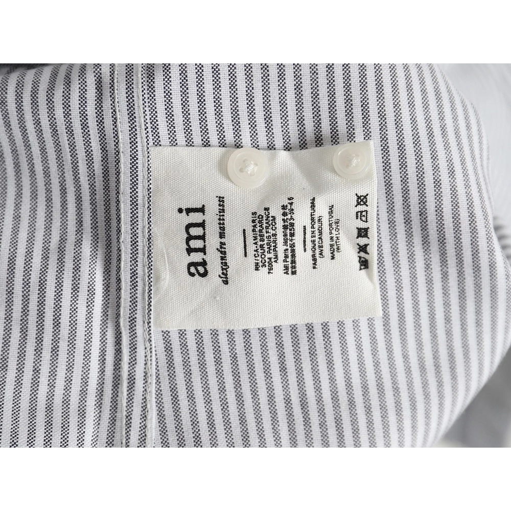 Ami small heart embroidered striped longsleeved shirt TSK2,Cheap Replica Reps Ami