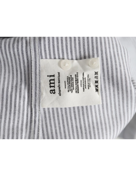 Ami small heart embroidered striped longsleeved shirt TSK2,Cheap Replica Reps Ami
