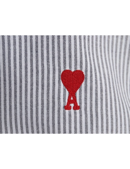 Ami small heart embroidered striped longsleeved shirt TSK2,Cheap Replica Reps Ami