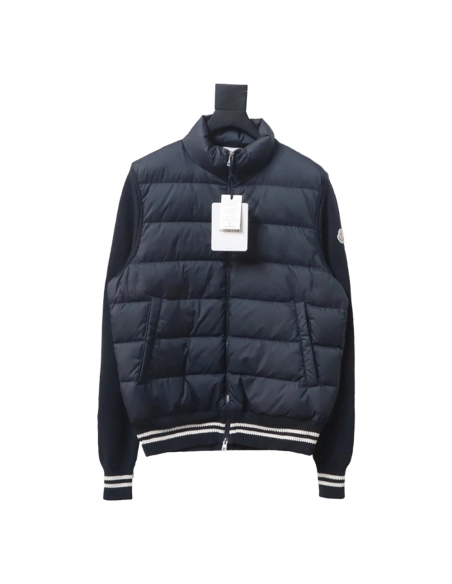 Moncler patchwork stand collar thin down jacket,Cheap Replica Reps Moncler