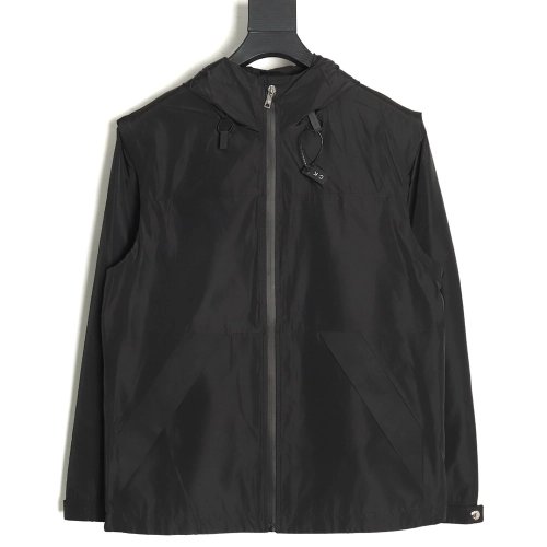 Prada side red trim detachable hooded jacket TSK1,Cheap Replica Reps Prada