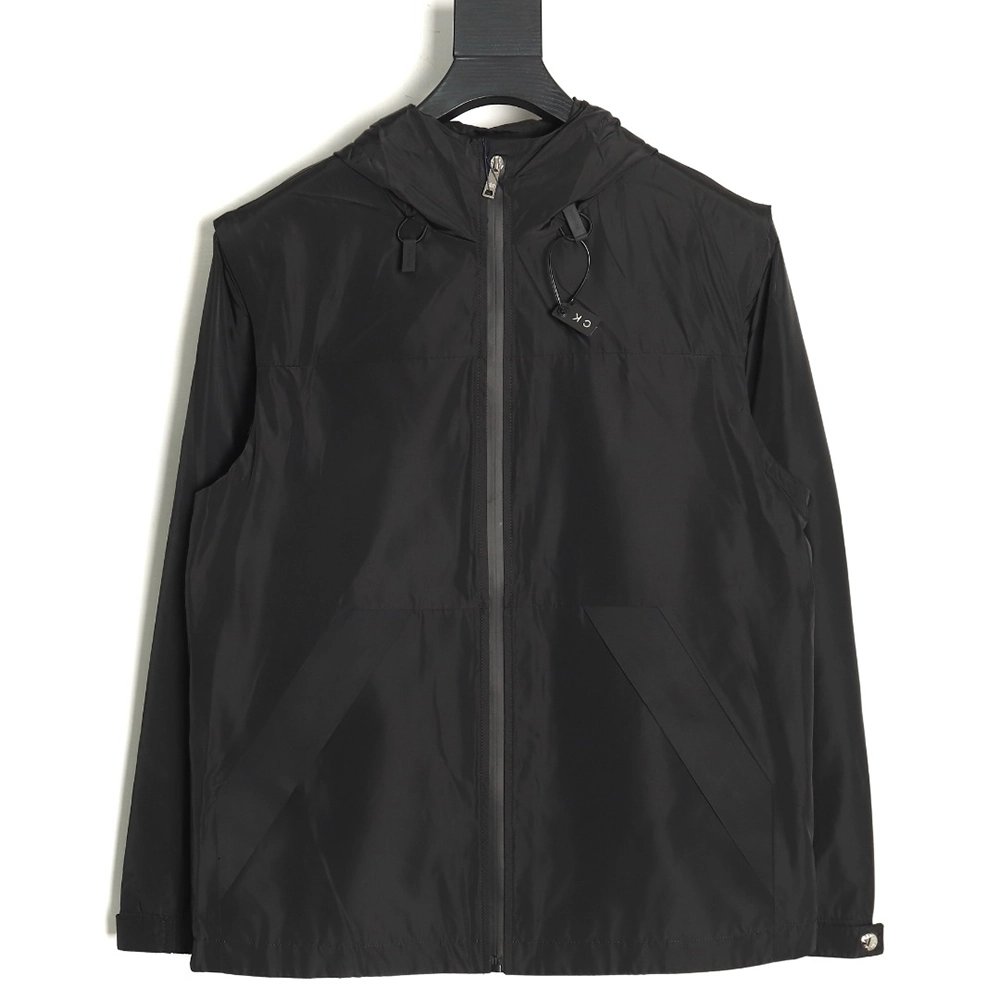 Prada side red trim detachable hooded jacket TSK1,Cheap Replica Reps Prada