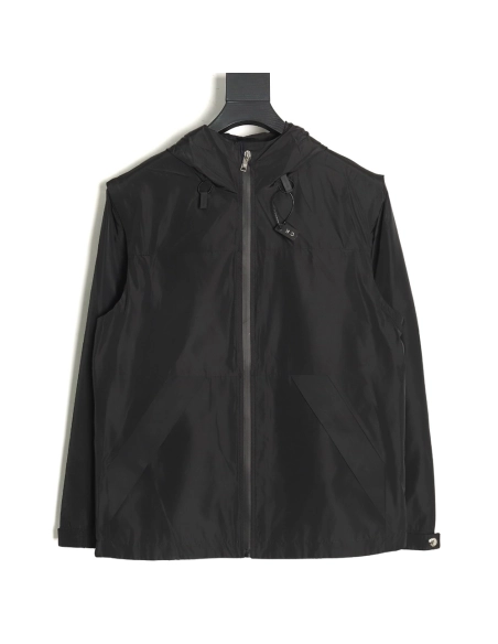 Prada side red trim detachable hooded jacket TSK1,Cheap Replica Reps Prada
