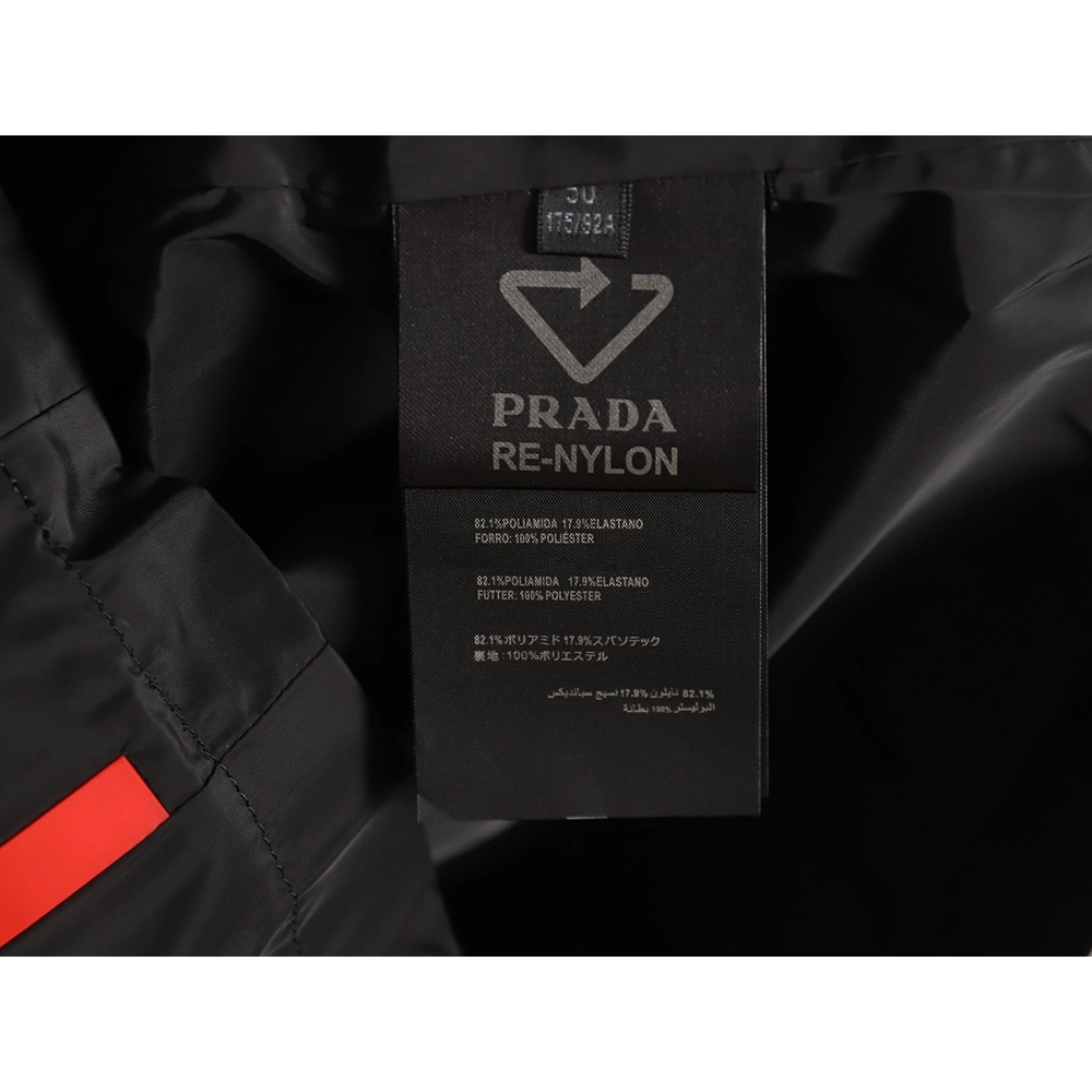 Prada side red trim detachable hooded jacket TSK1,Cheap Replica Reps Prada