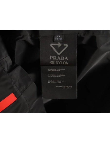 Prada side red trim detachable hooded jacket TSK1,Cheap Replica Reps Prada