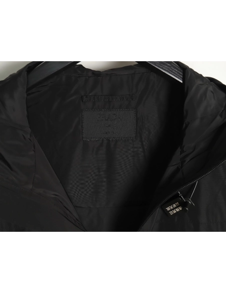 Prada side red trim detachable hooded jacket TSK1,Cheap Replica Reps Prada