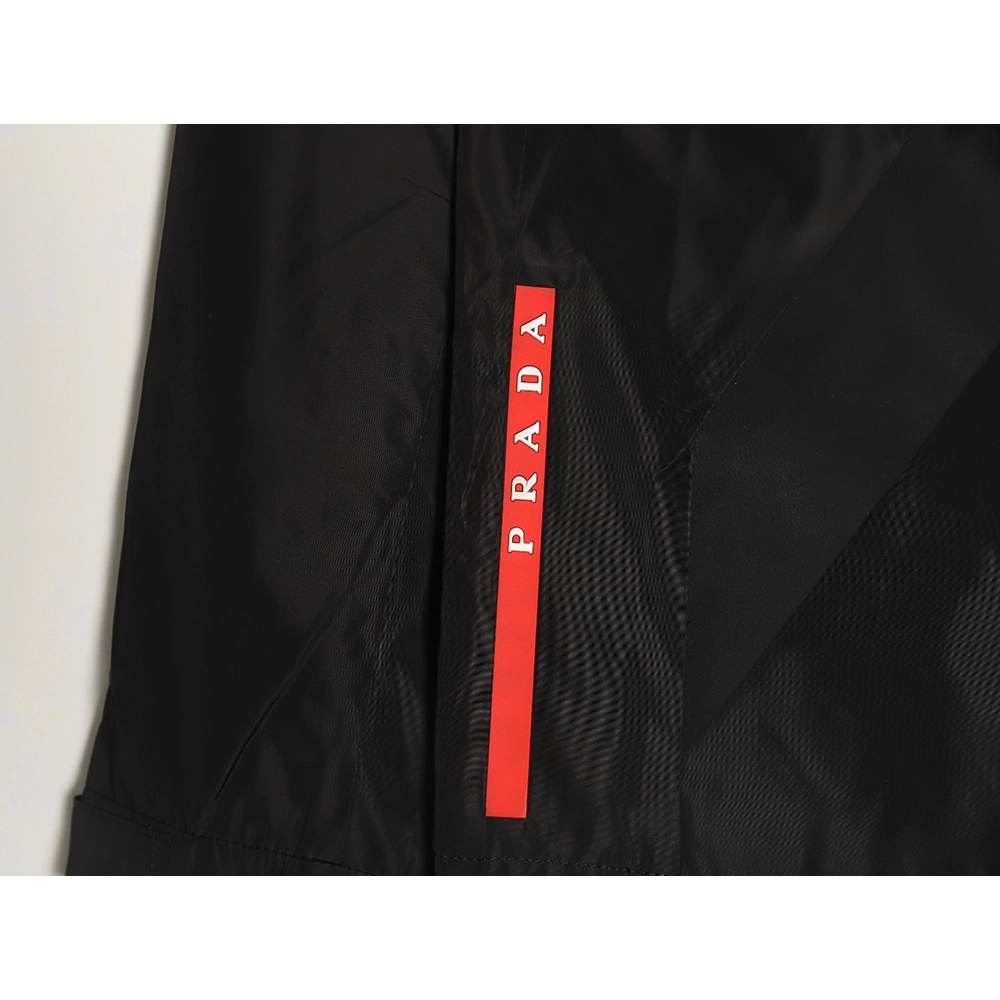 Prada side red trim detachable hooded jacket TSK1,Cheap Replica Reps Prada