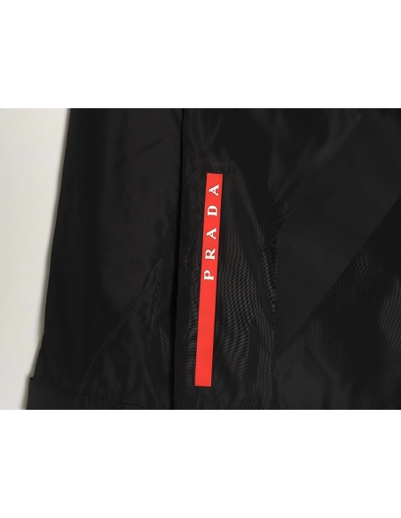 Prada side red trim detachable hooded jacket TSK1,Cheap Replica Reps Prada