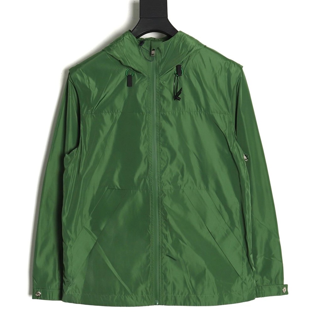 Prada side red trim detachable hooded jacket,Cheap Replica Reps Prada