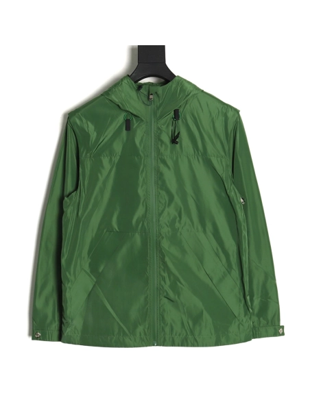 Prada side red trim detachable hooded jacket,Cheap Replica Reps Prada