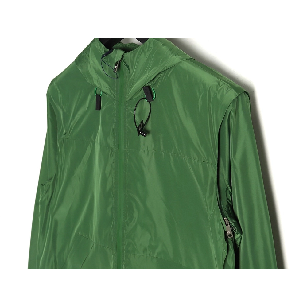 Prada side red trim detachable hooded jacket,Cheap Replica Reps Prada
