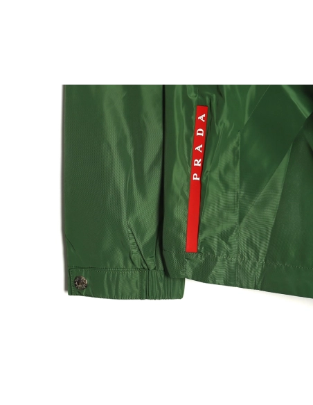 Prada side red trim detachable hooded jacket,Cheap Replica Reps Prada