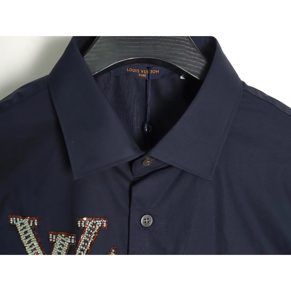 Louis Vuitton rhinestone logo shirt long sleeves TSK1,Cheap Replica Reps Louis Vuitton