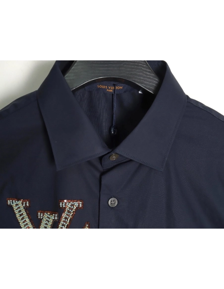 Louis Vuitton rhinestone logo shirt long sleeves TSK1,Cheap Replica Reps Louis Vuitton