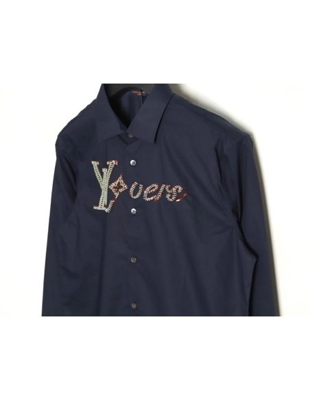 Louis Vuitton rhinestone logo shirt long sleeves TSK1,Cheap Replica Reps Louis Vuitton