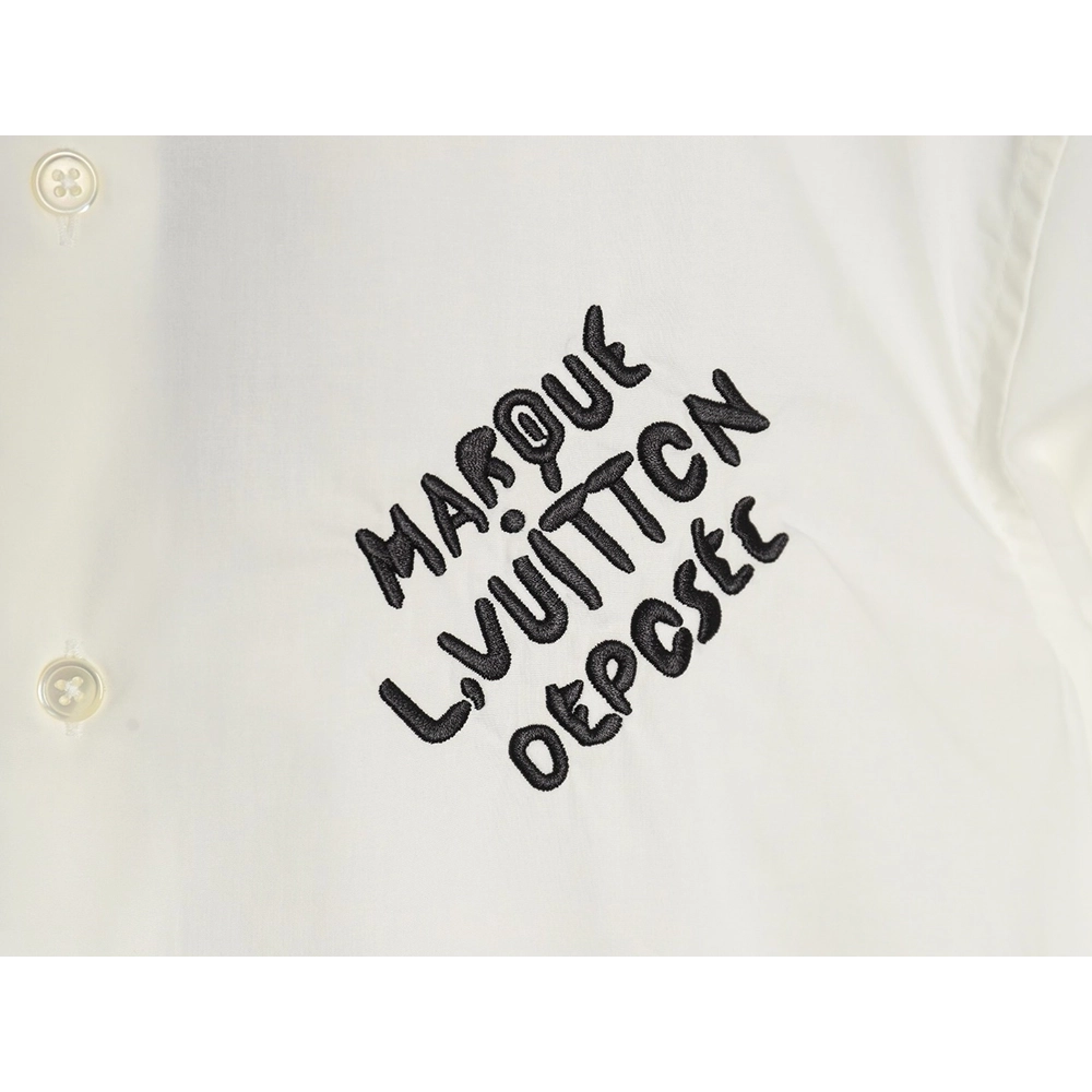 Louis Vuitton longsleeved shirt with lettering embroidery,Cheap Replica Reps Louis Vuitton