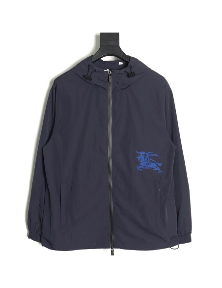 Burberry Warhorse Embroidered Thin Hooded Trench Jacket TSK1,Cheap Replica Reps Burberry