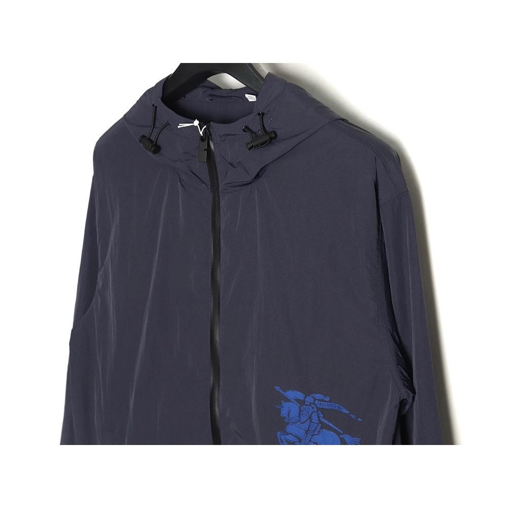 Burberry Warhorse Embroidered Thin Hooded Trench Jacket TSK1,Cheap Replica Reps Burberry