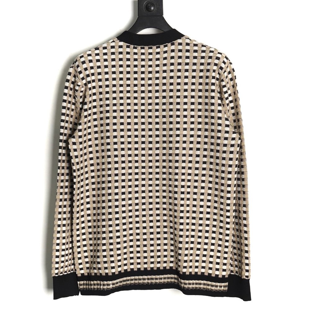 Burberry Black and white check Vneck knitted sweater cardigan,Cheap Replica Reps Burberry