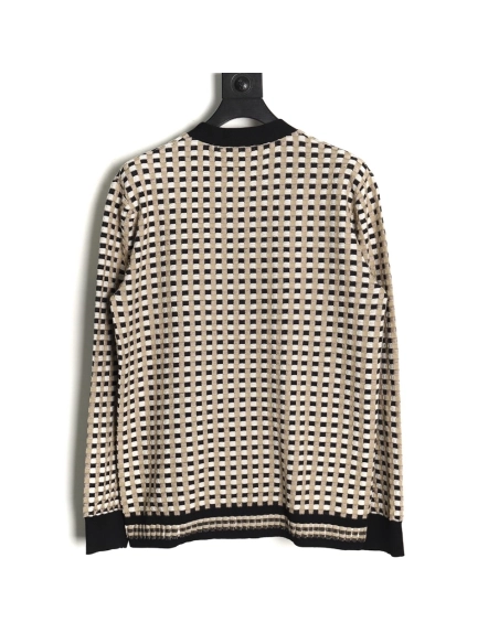 Burberry Black and white check Vneck knitted sweater cardigan,Cheap Replica Reps Burberry
