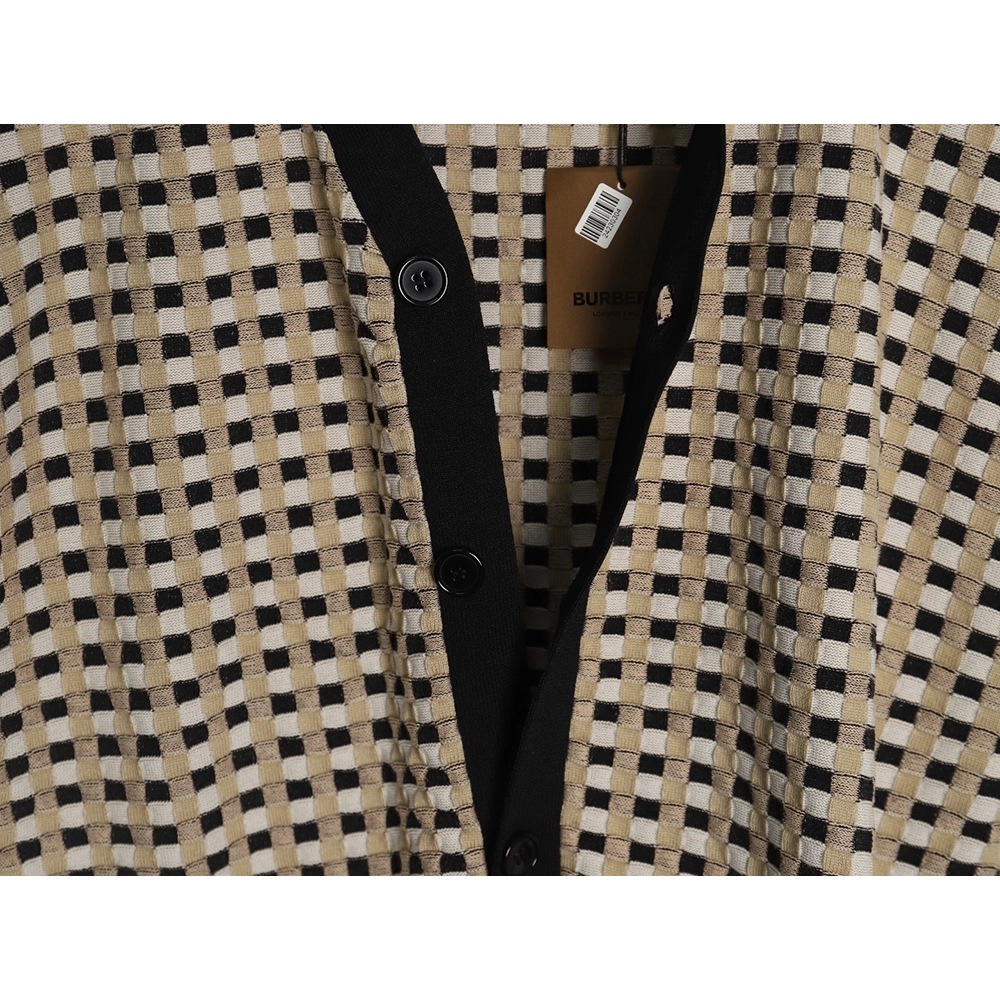 Burberry Black and white check Vneck knitted sweater cardigan,Cheap Replica Reps Burberry
