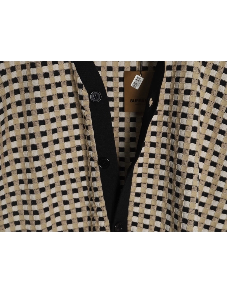 Burberry Black and white check Vneck knitted sweater cardigan,Cheap Replica Reps Burberry