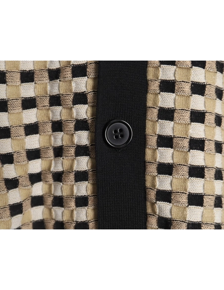 Burberry Black and white check Vneck knitted sweater cardigan,Cheap Replica Reps Burberry
