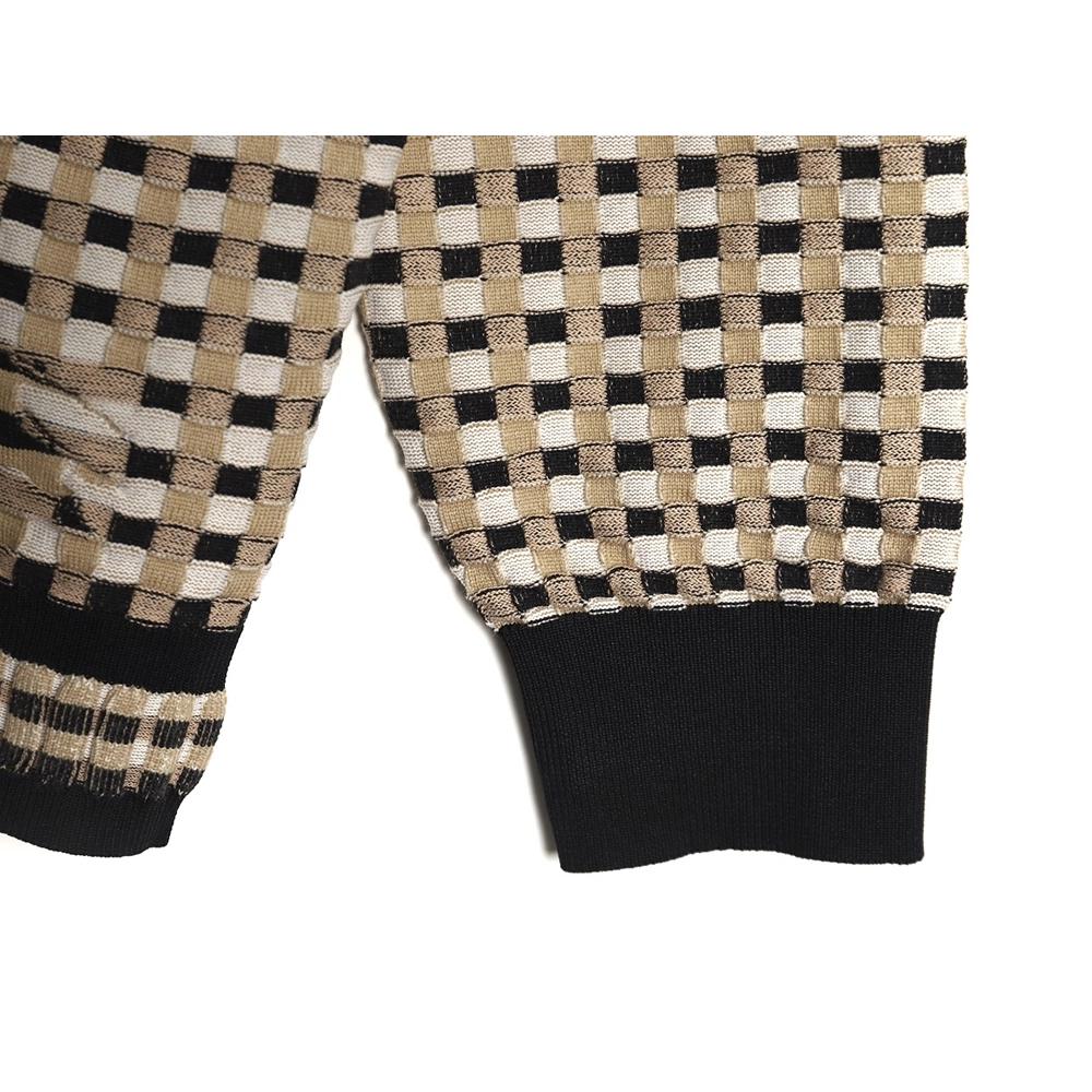 Burberry Black and white check Vneck knitted sweater cardigan,Cheap Replica Reps Burberry