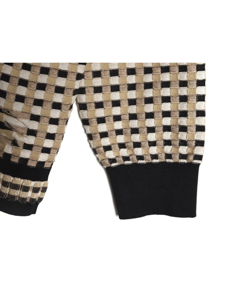 Burberry Black and white check Vneck knitted sweater cardigan,Cheap Replica Reps Burberry