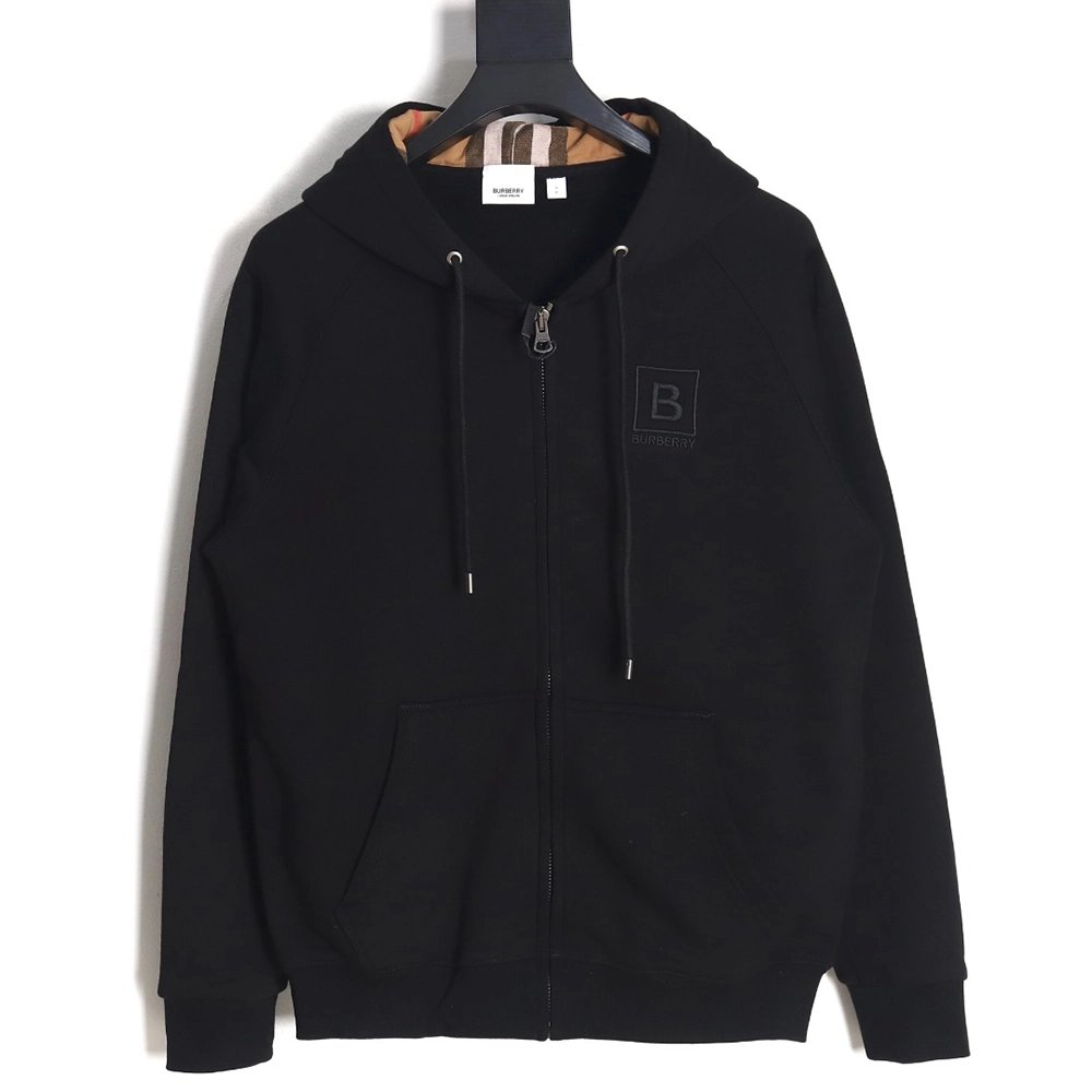 Burberry B Check Hooded ZipUp Hoodie TSK3,Cheap Replica Reps Burberry