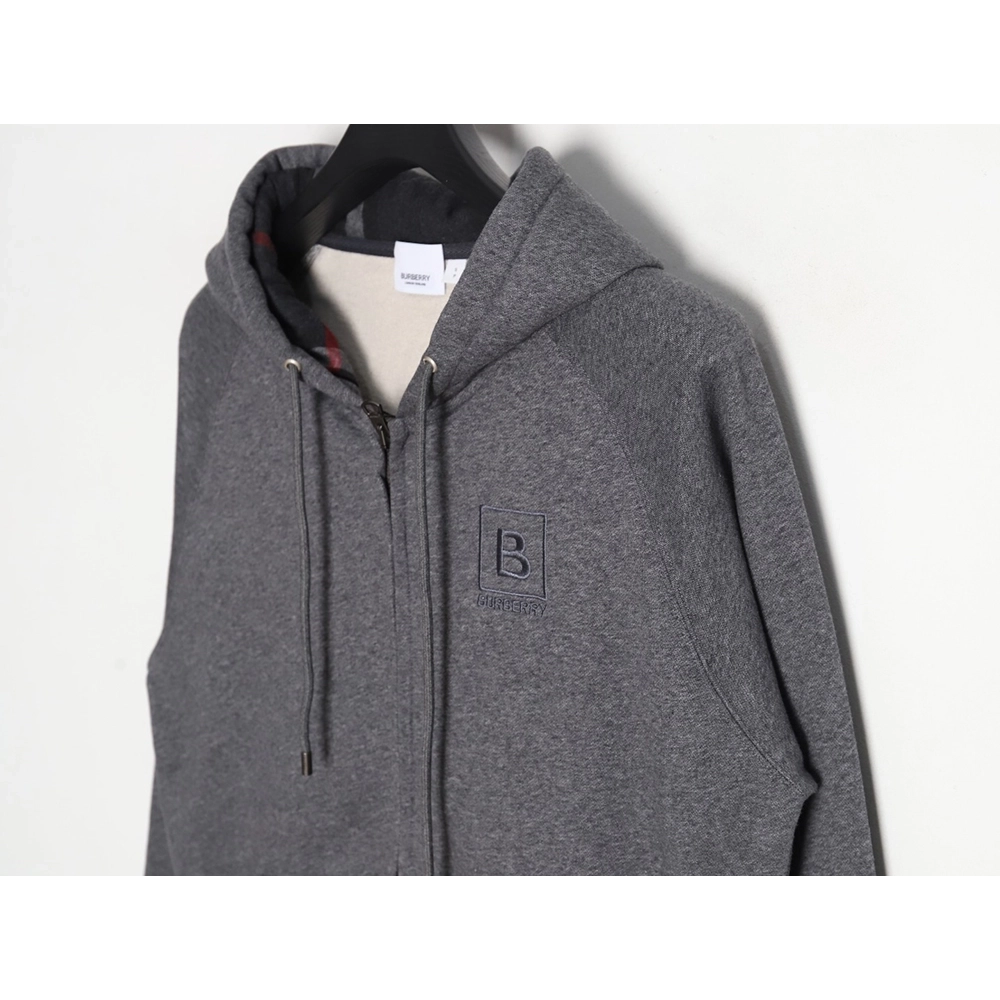 Burberry B Check Hooded ZipUp Hoodie TSK1,Cheap Replica Reps Burberry