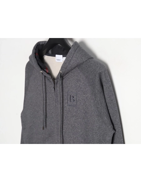Burberry B Check Hooded ZipUp Hoodie TSK1,Cheap Replica Reps Burberry