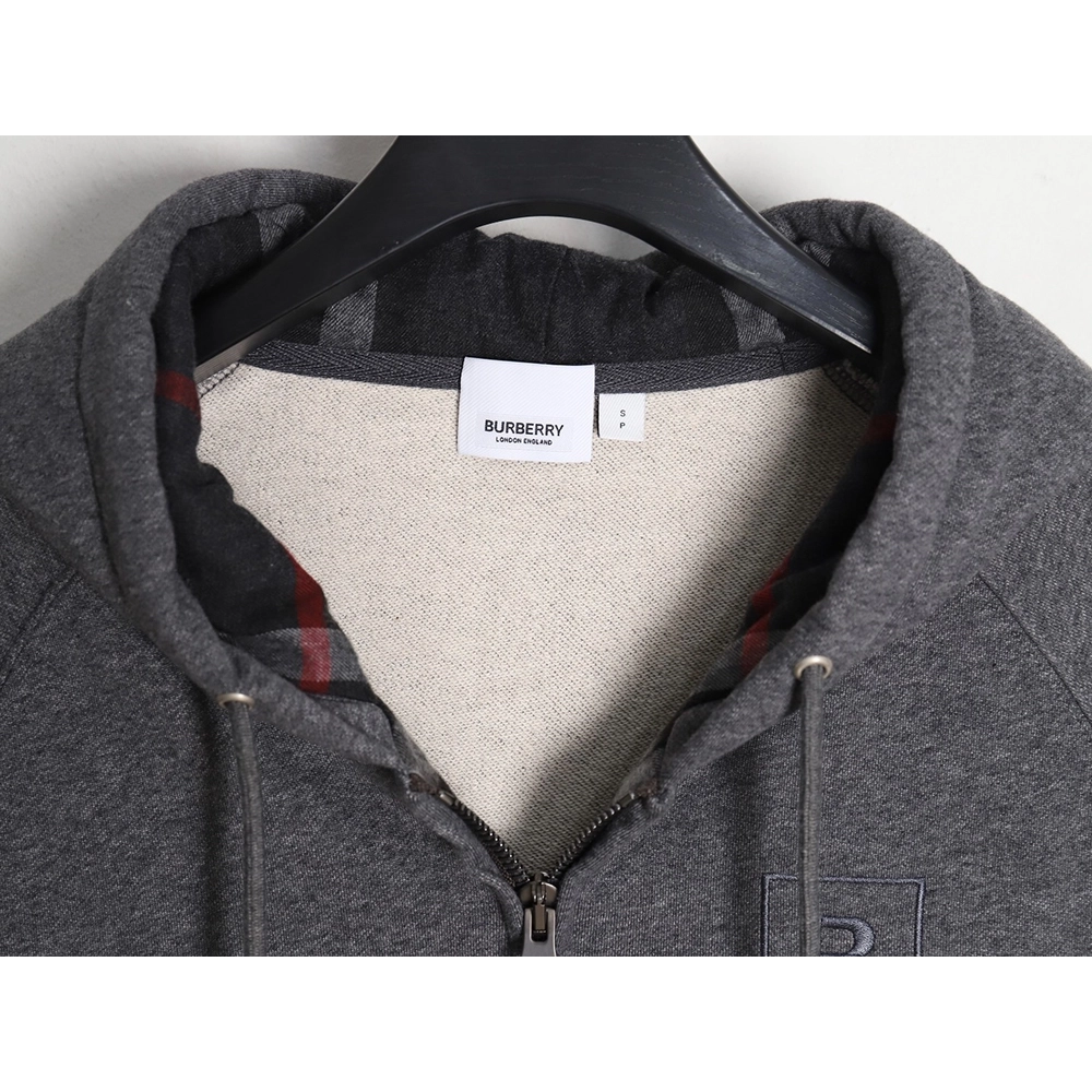Burberry B Check Hooded ZipUp Hoodie TSK1,Cheap Replica Reps Burberry