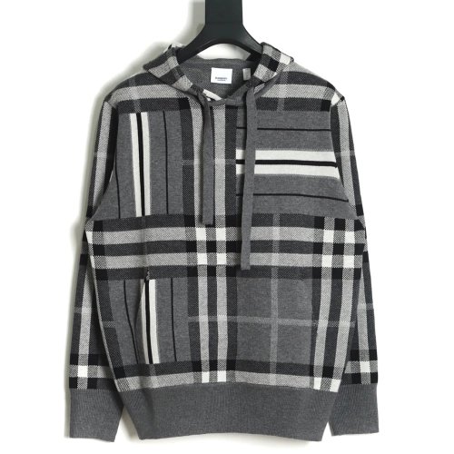 Burberry Grey Striped Knit Hoodie,Cheap Replica Reps Burberry
