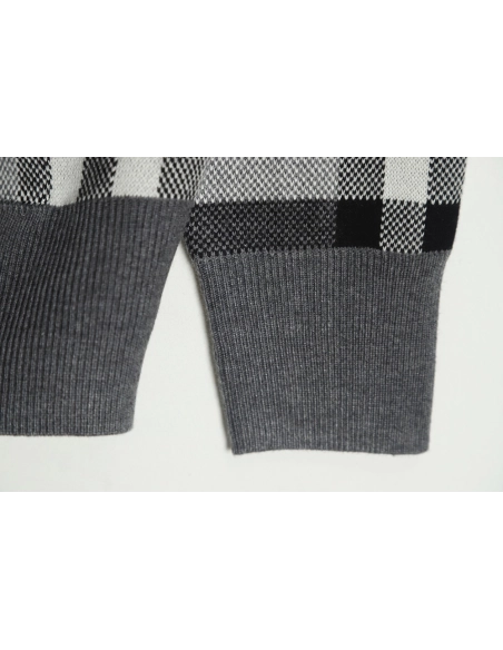 Burberry Grey Striped Knit Hoodie,Cheap Replica Reps Burberry