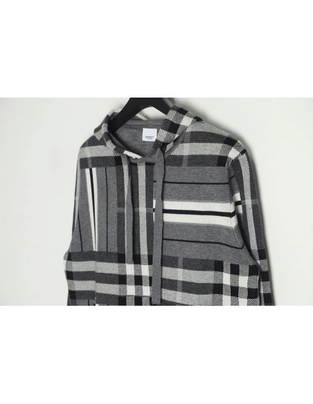 Burberry Grey Striped Knit Hoodie,Cheap Replica Reps Burberry