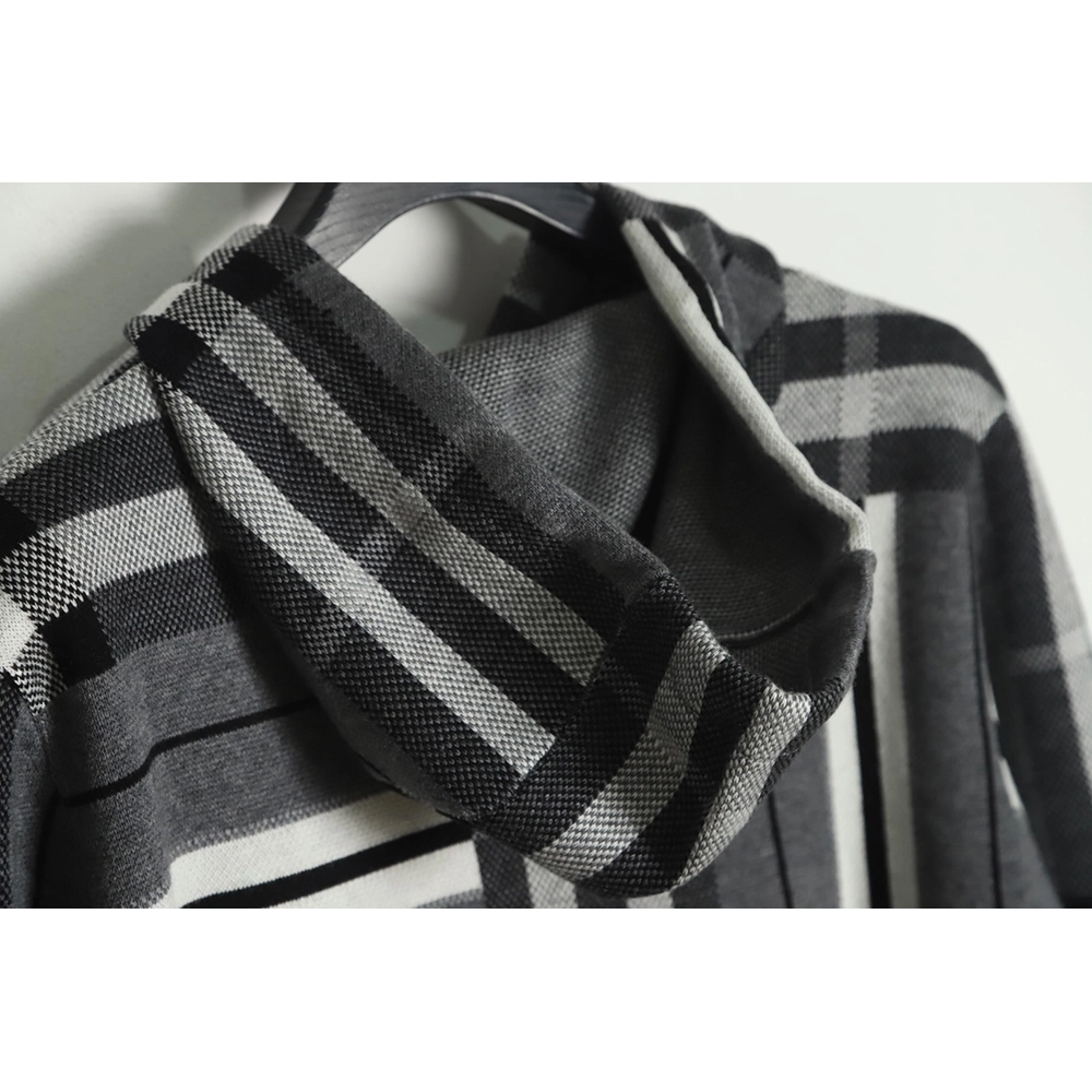 Burberry Grey Striped Knit Hoodie,Cheap Replica Reps Burberry