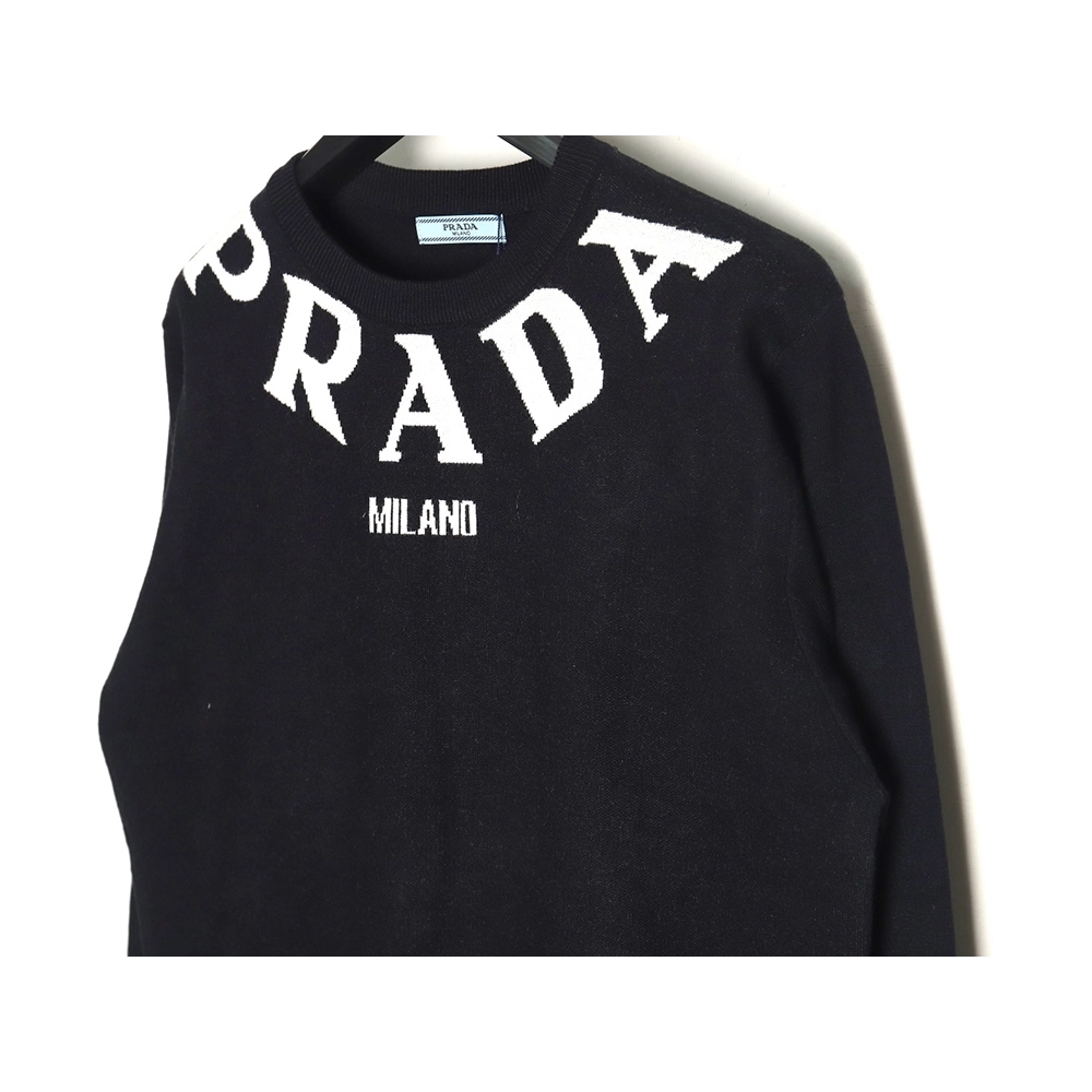 Prada chest necklace letter jacquard sweater,Cheap Replica Reps Prada