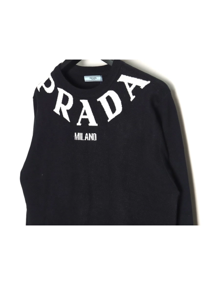 Prada chest necklace letter jacquard sweater,Cheap Replica Reps Prada
