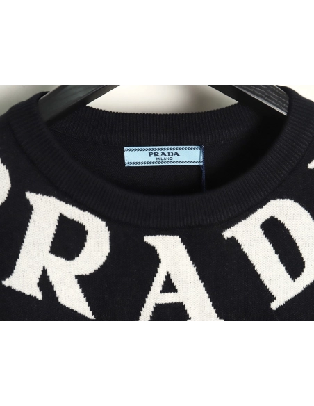 Prada chest necklace letter jacquard sweater,Cheap Replica Reps Prada