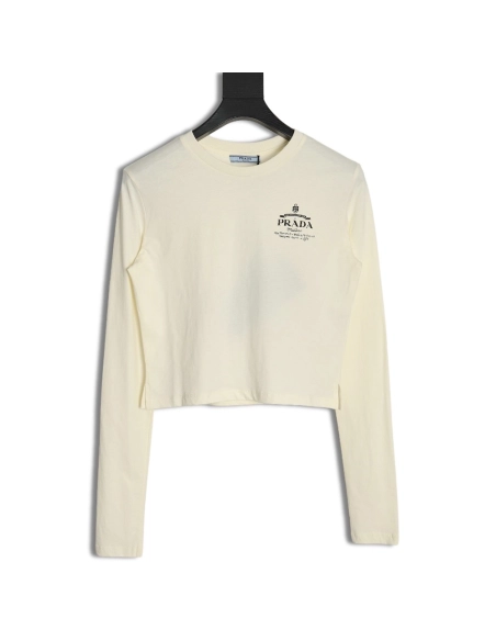 Prada classic logo print long sleeve Tshirt TSK1,Cheap Replica Reps Prada