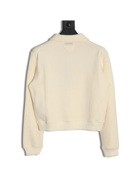 Prada distressed logo print lapel sweatshirt,Cheap Replica Reps Prada