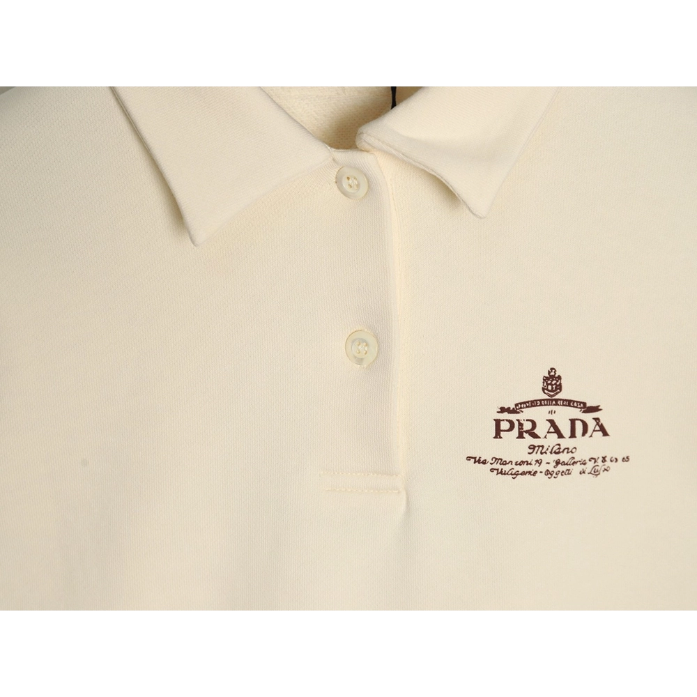 Prada distressed logo print lapel sweatshirt,Cheap Replica Reps Prada