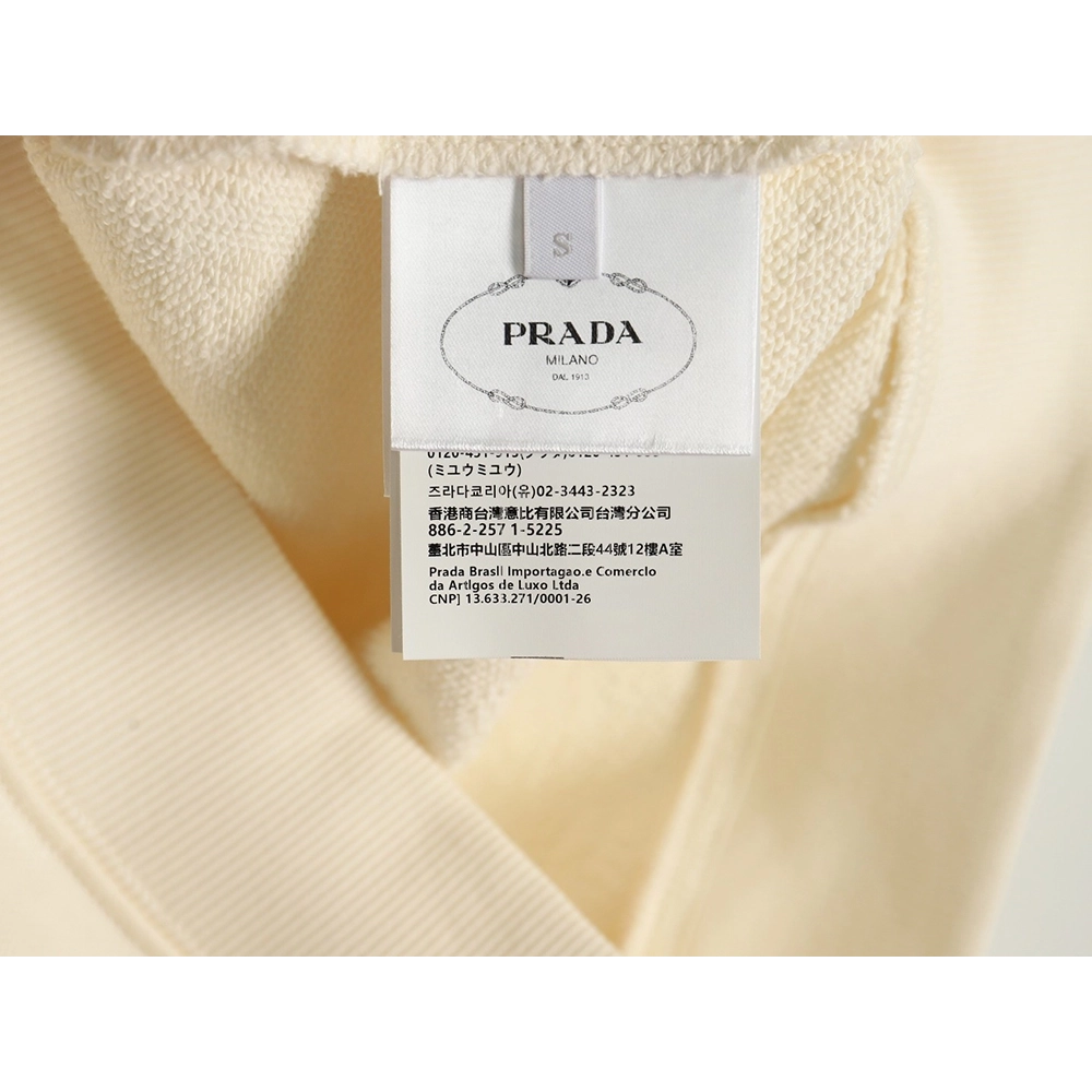 Prada distressed logo print lapel sweatshirt,Cheap Replica Reps Prada