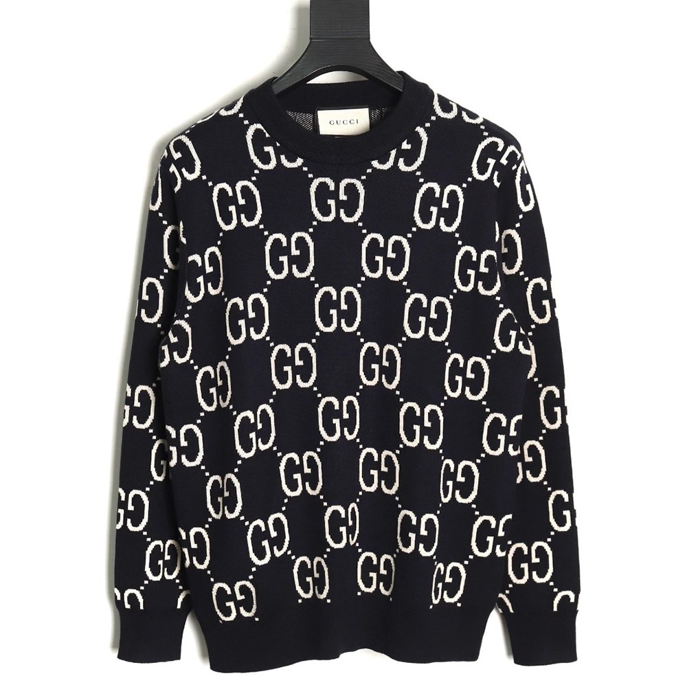 Gucci Classic Double G jacquard sweater TSK1,Cheap Replica Reps Gucci