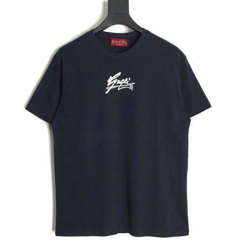 Gucci short sleeves with cursive lettering print,Cheap Replica Reps Gucci