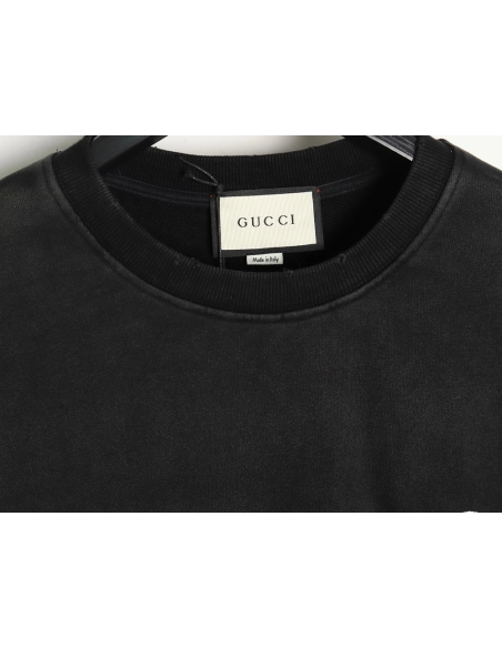 Gucci washed handpainted lettering crew neck sweatshirt,Cheap Replica Reps Gucci