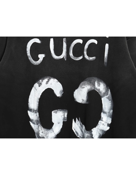 Gucci washed handpainted lettering crew neck sweatshirt,Cheap Replica Reps Gucci