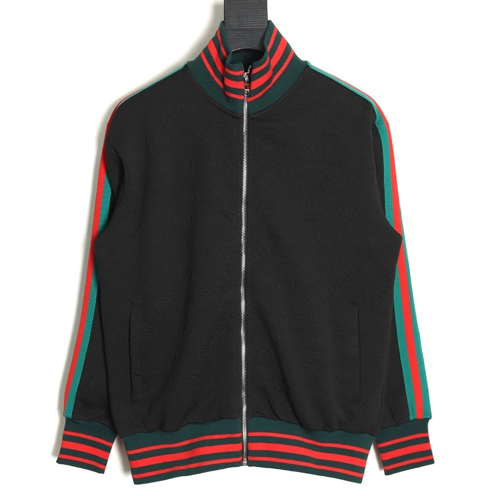 Gucci side webbing all over printed double G jacquard jacket SL,Cheap Replica Reps Gucci