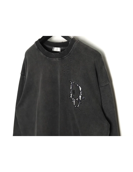 Dior washed embroidered lettering crew neck sweatshirt,Cheap Replica Reps Dior